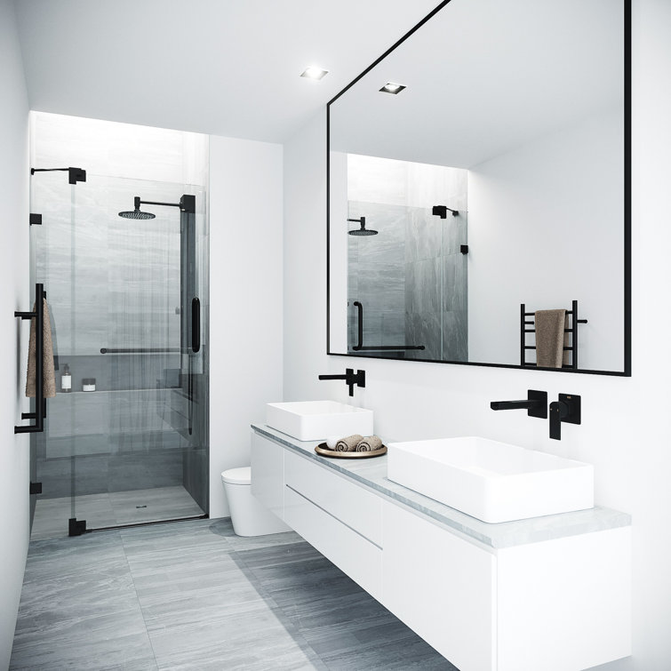 Pirouette 36-48" Adjustable Frameless Pivot Shower Door with Clear Glass