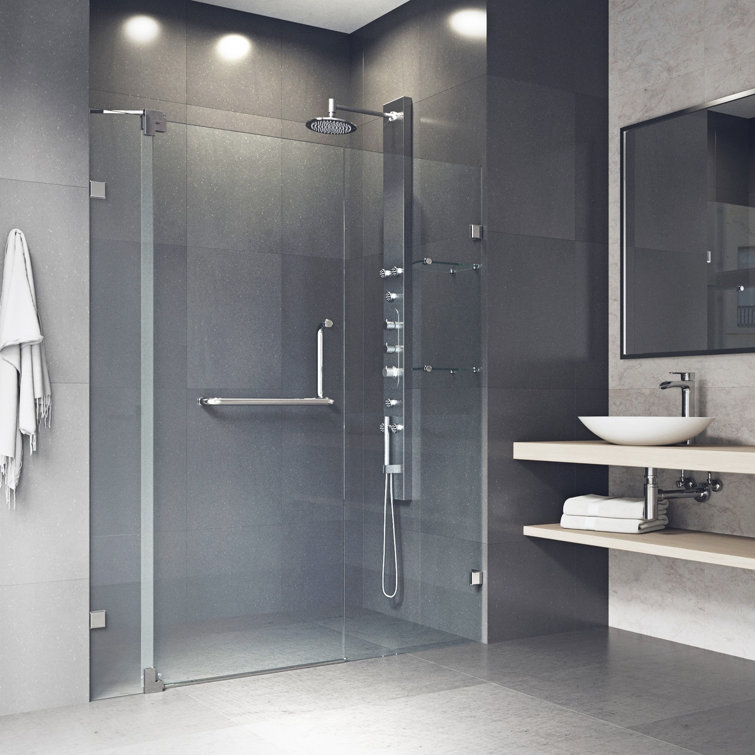 Pirouette 60" Frameless Shower Door with Clear Glass and Nickel Hardware