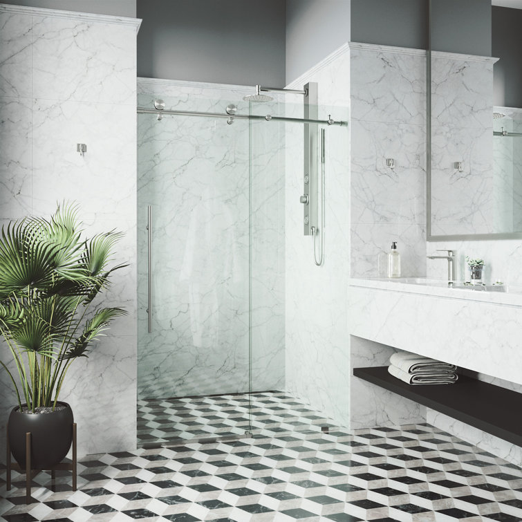 Elan E-Class Frameless Sliding Shower Door with Clear Glass
