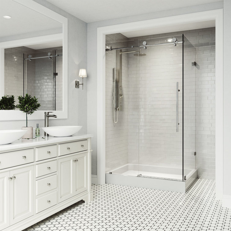 Elan E-Class Chrome Frameless Sliding Shower Enclosure with Clear Glass
