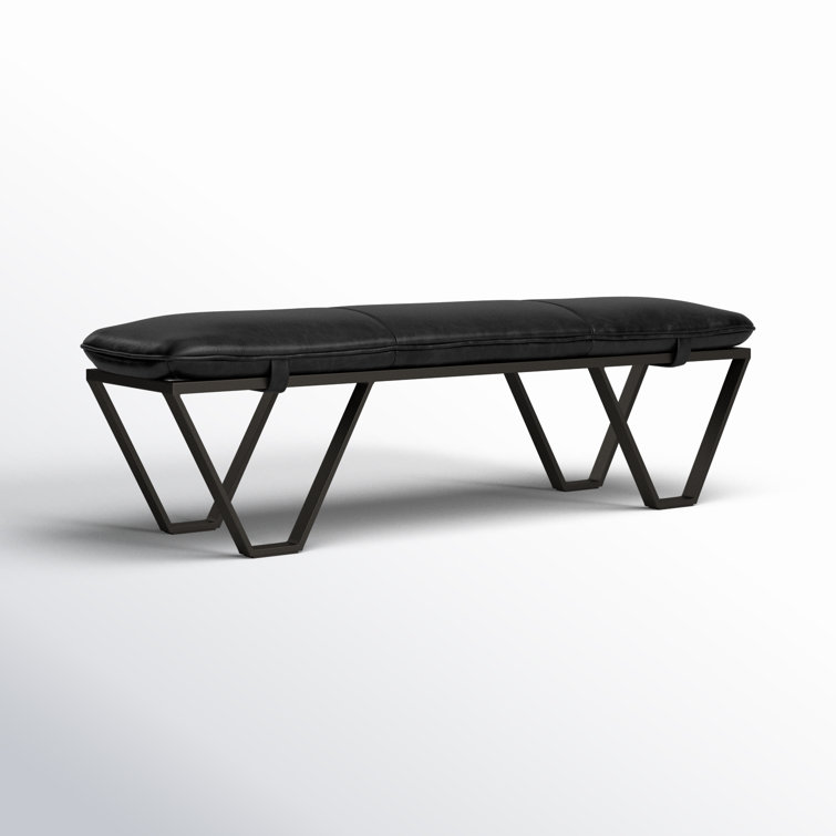 Sonoma Black Genuine Leather Contemporary Bench - 63.5"