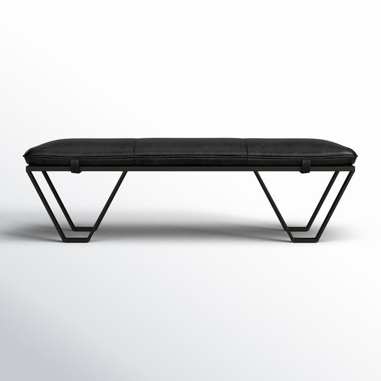 Sonoma Black Genuine Leather Contemporary Bench - 63.5"