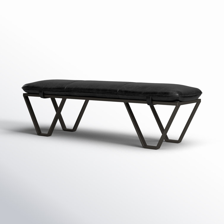 Sonoma Black Genuine Leather Contemporary Bench - 63.5"