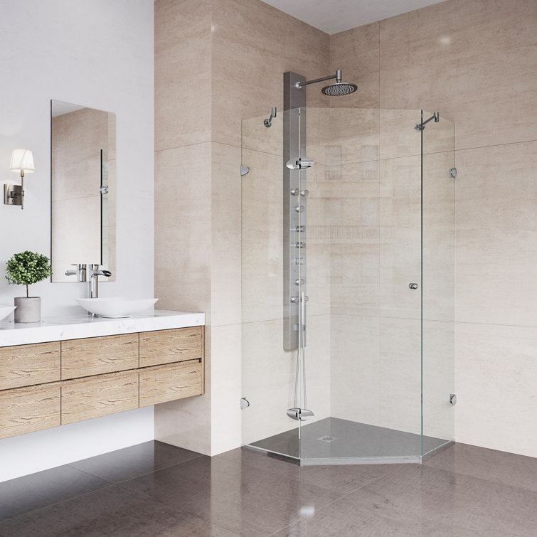Verona 42" Frameless Neo-Angle Shower Enclosure with Brushed Nickel Hardware