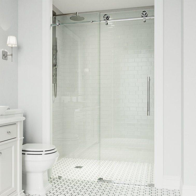 Cass 72" x 76" Frameless Sliding Shower Door with Chrome Finish