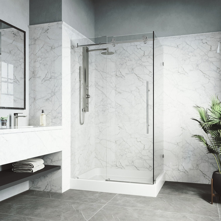 Elan E-Class Chrome Frameless Sliding Shower Enclosure with Clear Glass