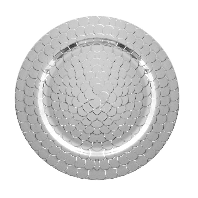 Silver Melamine Round Charger Plates Set of 4