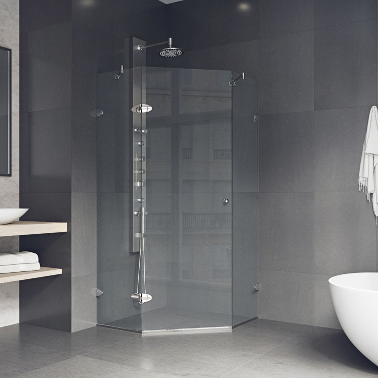 Verona 42" Frameless Neo-Angle Shower Enclosure with Clear Glass