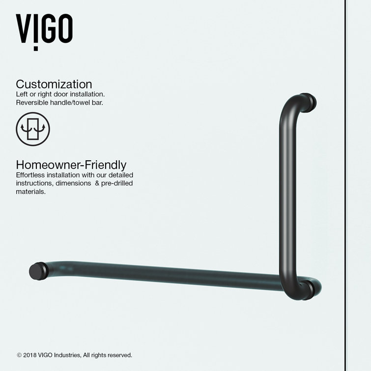 Pirouette 36-48" Adjustable Frameless Pivot Shower Door with Clear Glass