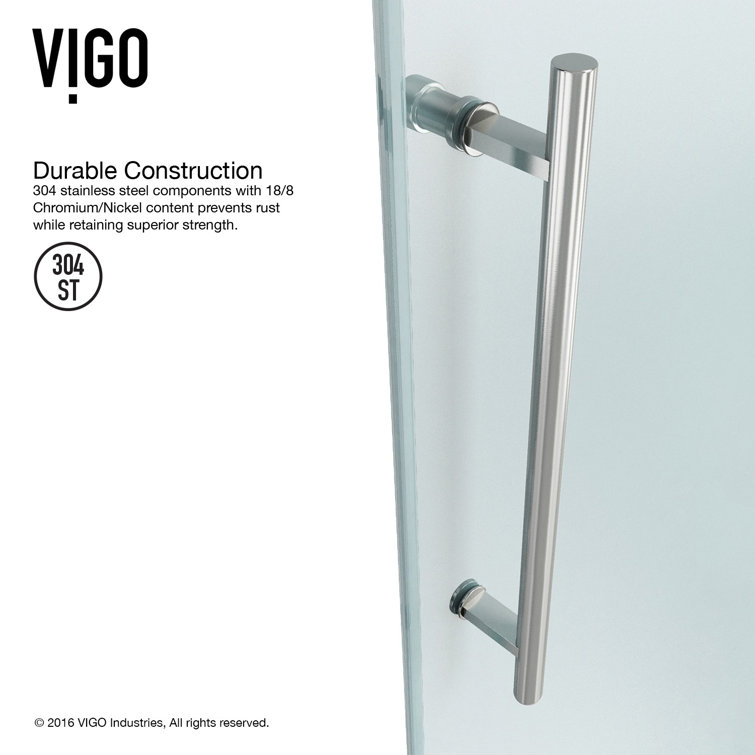 Winslow 46" Black Frameless Sliding Shower Enclosure with Clear Glass