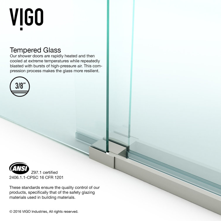 Winslow 46" Black Frameless Sliding Shower Enclosure with Clear Glass