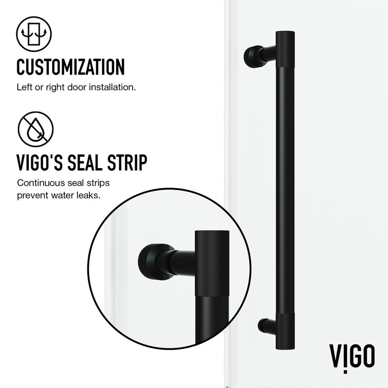 Cass 68" Frameless Sliding Shower Door with Matte Black Hardware