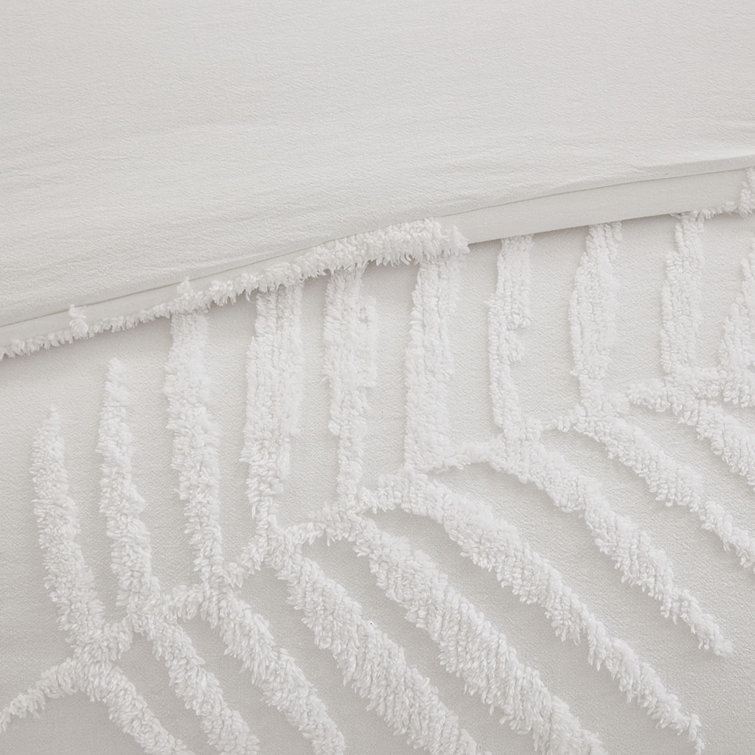 King White Cotton Chenille Comforter Set