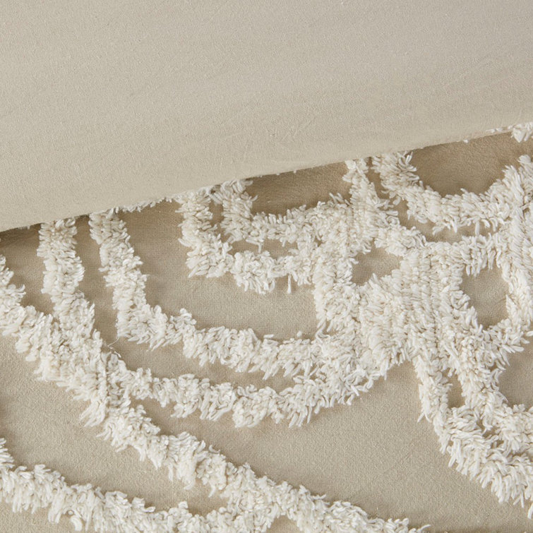 King Taupe Cotton Boho Tufted Chenille Comforter Set