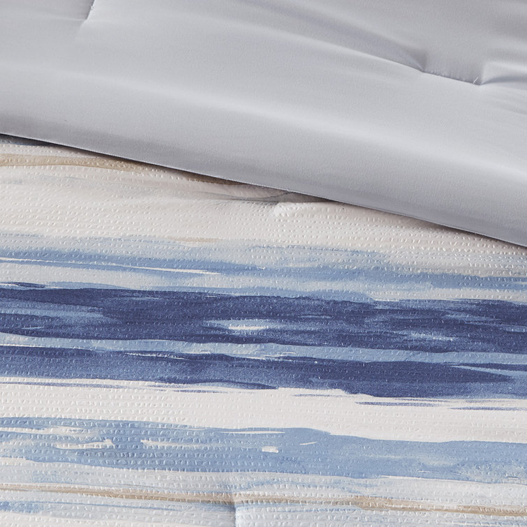 Full Blue Microfiber 8-Piece Comforter and Quilt Set
