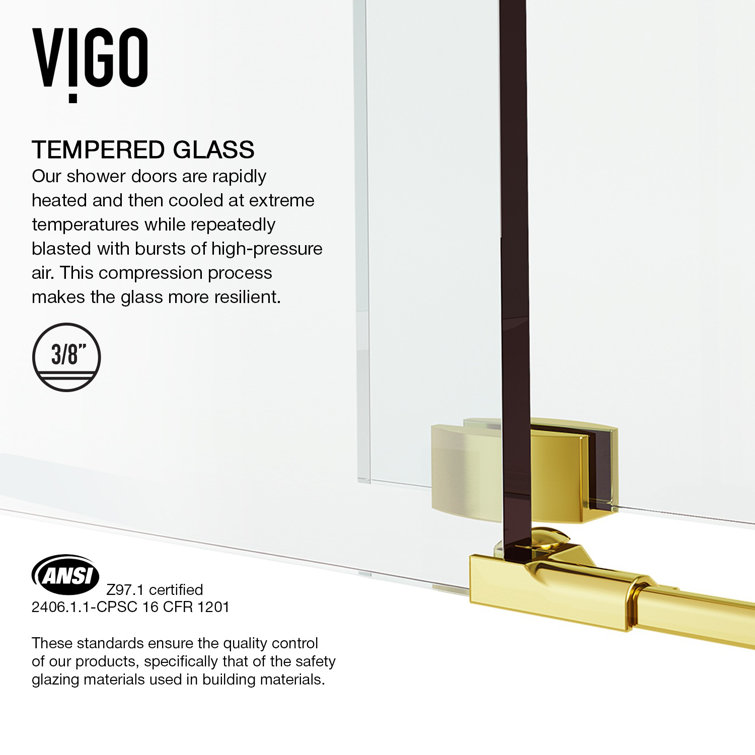 Winslow 46" W x 34" D x 74" H Sliding Frameless Shower Enclosure with 3/8Clear Glass