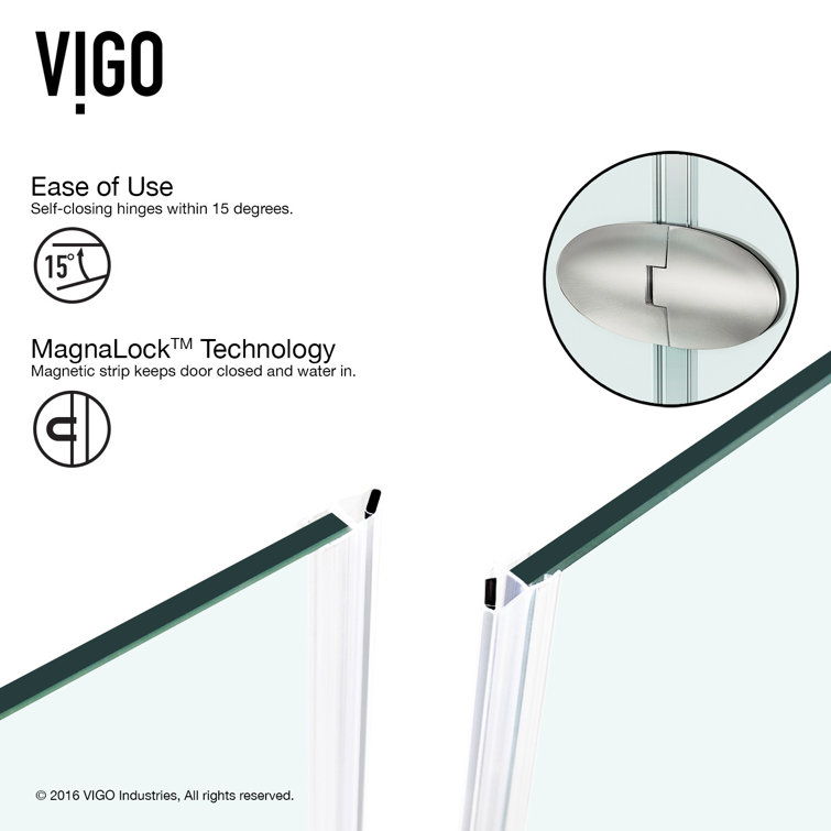 Verona 42'' Brushed Nickel Frameless Neo-Angle Shower Enclosure