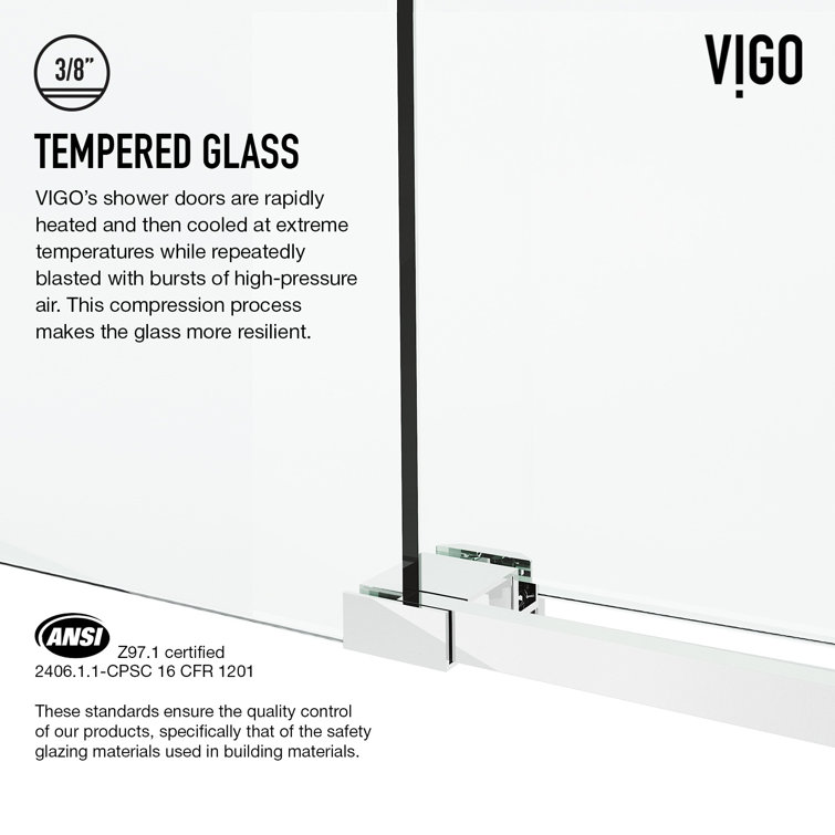 Cass 72" x 76" Frameless Sliding Shower Door with Chrome Finish