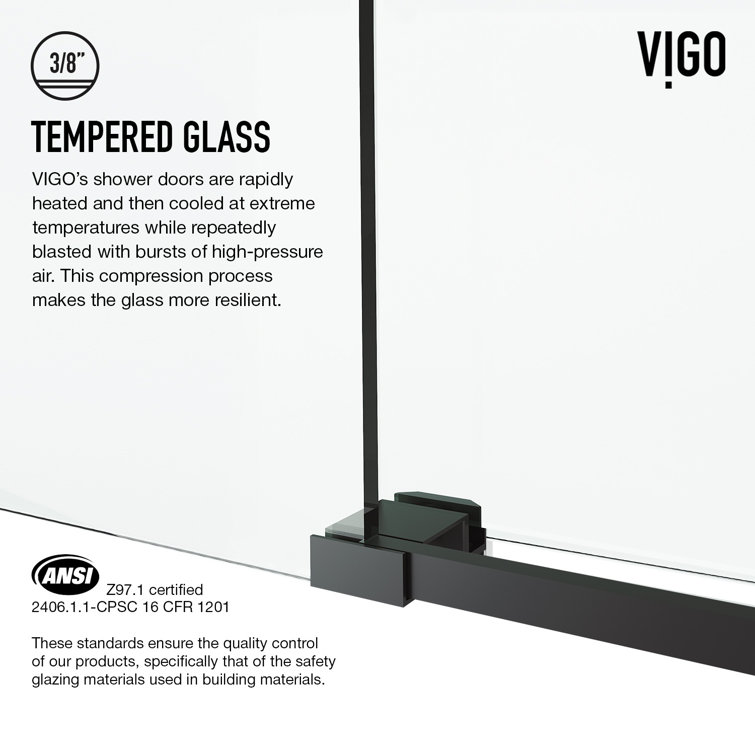 Cass 68" Frameless Sliding Shower Door with Matte Black Hardware