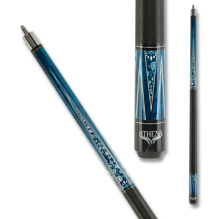Athena 18oz Blue Stained Maple Pool Cue with White Roses