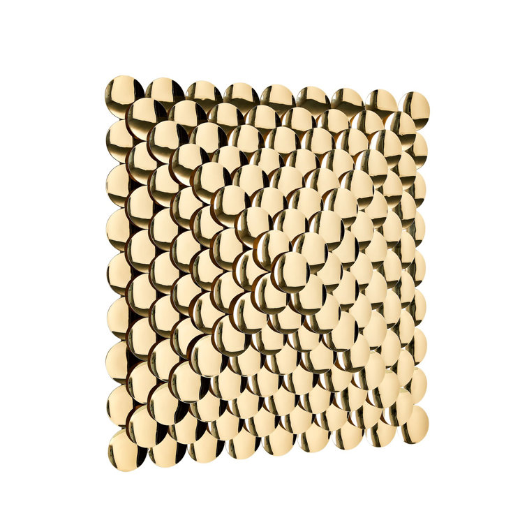 Handmade Brass Pyramid Wall Sculpture on Stainless Steel