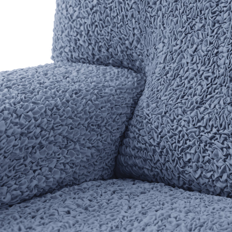 Blue Stretchable Polyester Armchair Cover with Elastic Closure