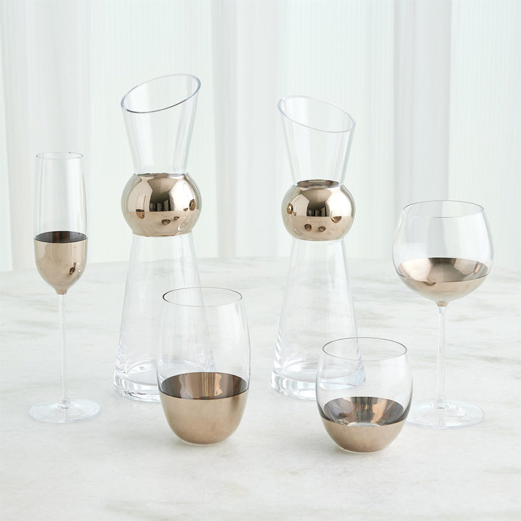 Hand-Painted Platinum Metallic 6oz Wine Glass