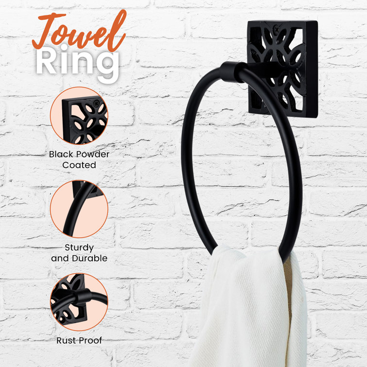 Matte Black Geometric Wall Mounted Towel Ring