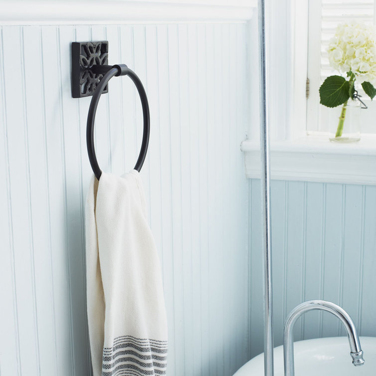 Matte Black Geometric Wall Mounted Towel Ring