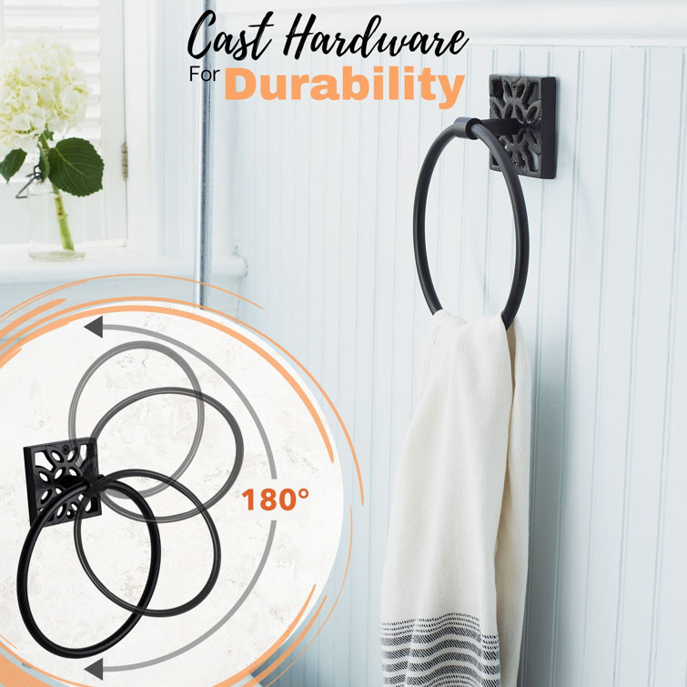 Matte Black Geometric Wall Mounted Towel Ring