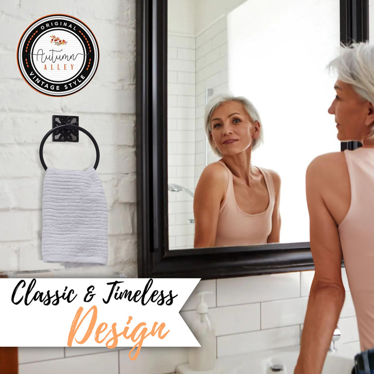 Matte Black Geometric Wall Mounted Towel Ring