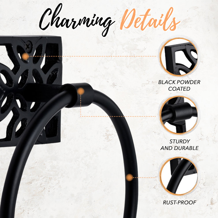 Matte Black Geometric Wall Mounted Towel Ring