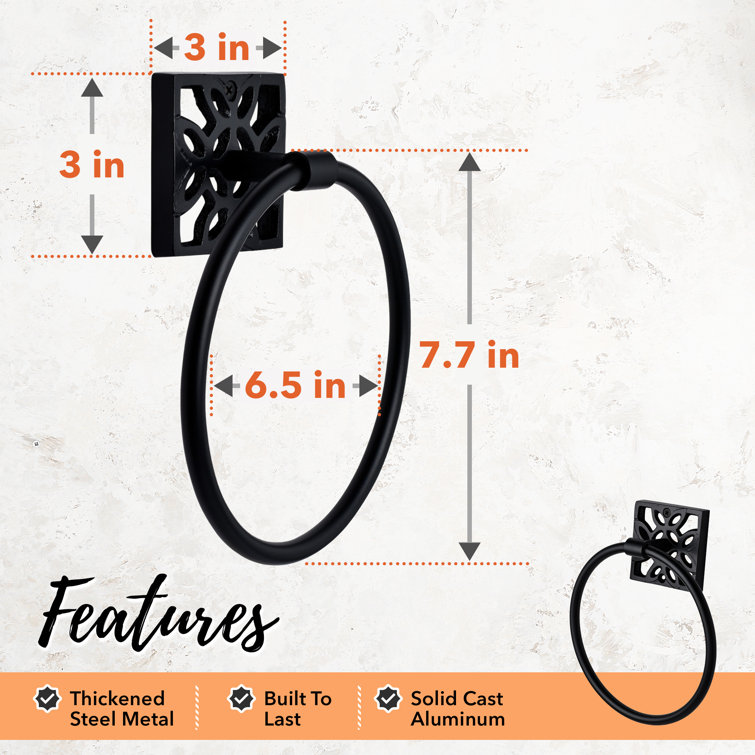 Matte Black Geometric Wall Mounted Towel Ring