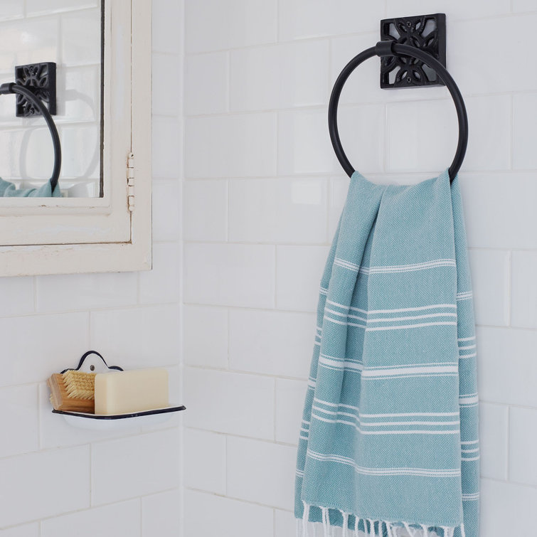 Matte Black Geometric Wall Mounted Towel Ring