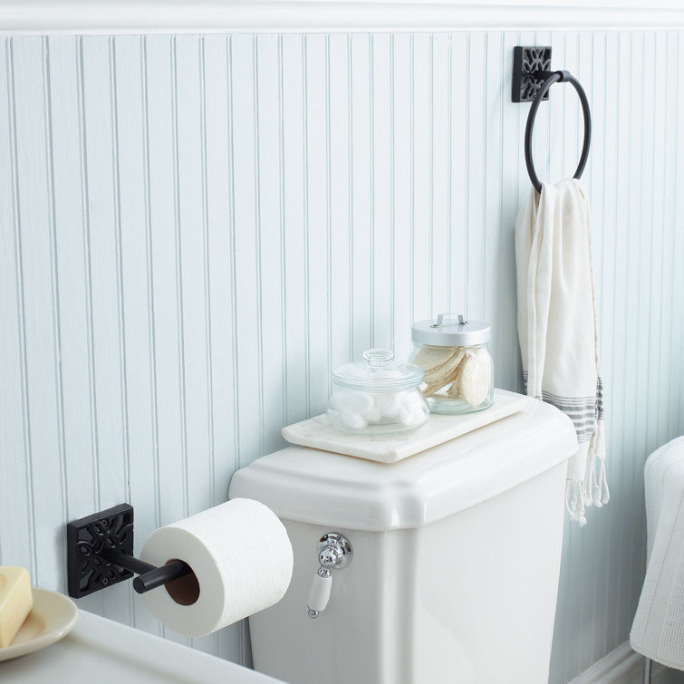 Matte Black Geometric Wall Mount Toilet Paper Holder