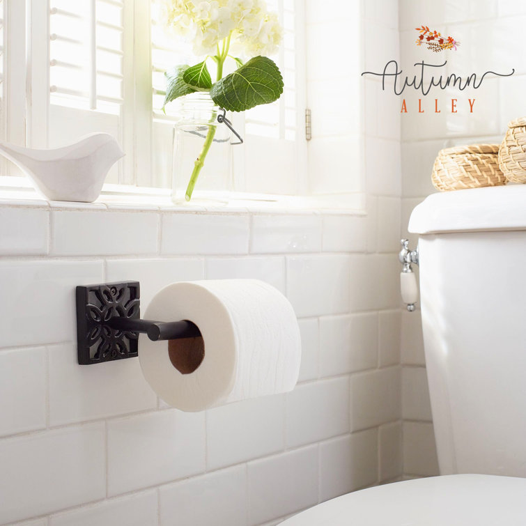 Matte Black Geometric Wall Mount Toilet Paper Holder