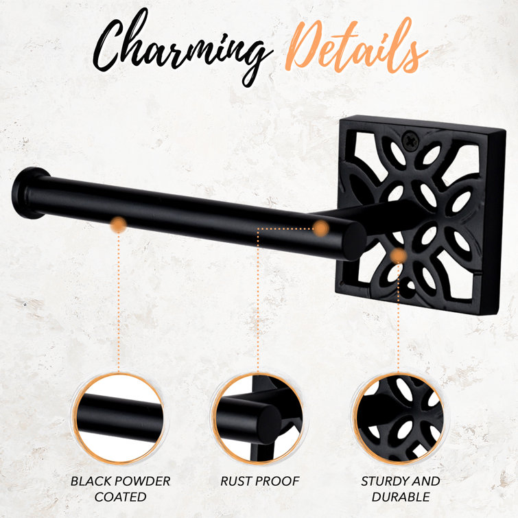Matte Black Geometric Wall Mount Toilet Paper Holder