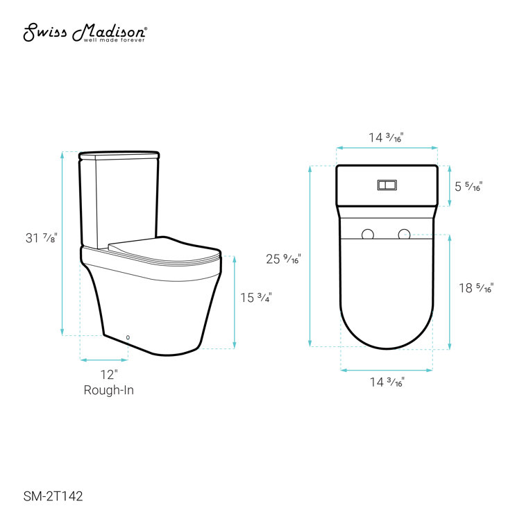 White Elongated Dual-Flush High Efficiency Free Standing Toilet