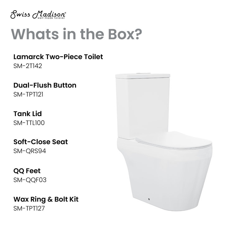 White Elongated Dual-Flush High Efficiency Free Standing Toilet
