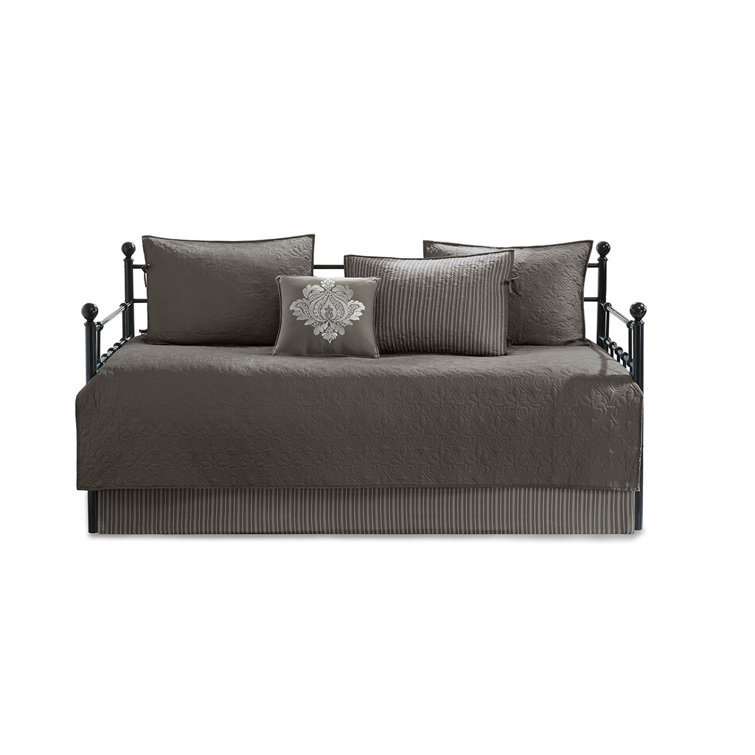 Dark Grey 6-Piece Reversible Twin Daybed Cover Set