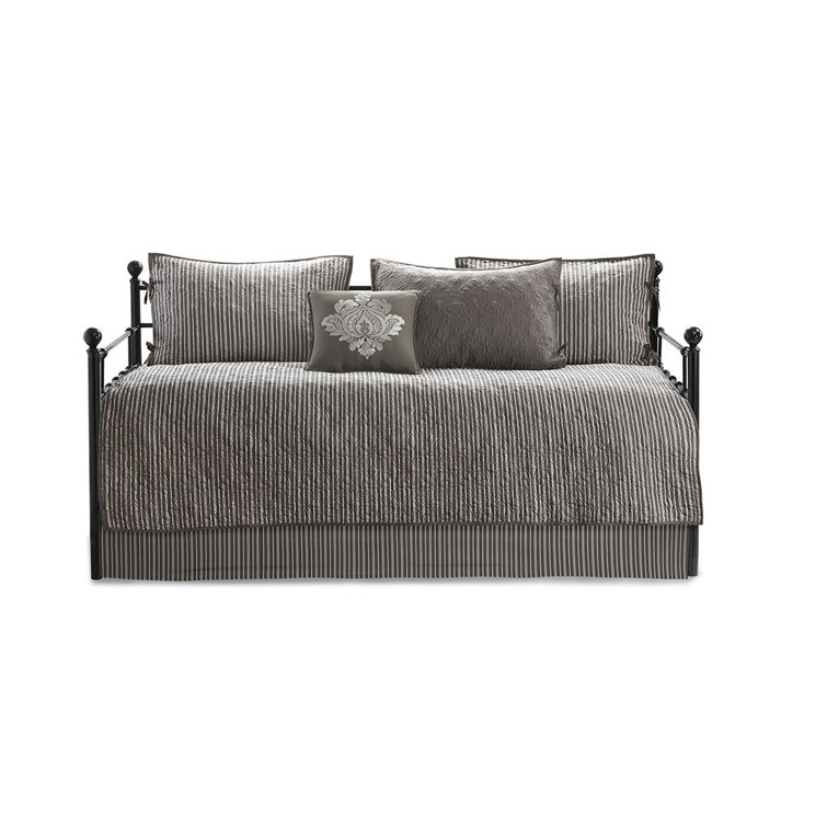 Dark Grey 6-Piece Reversible Twin Daybed Cover Set