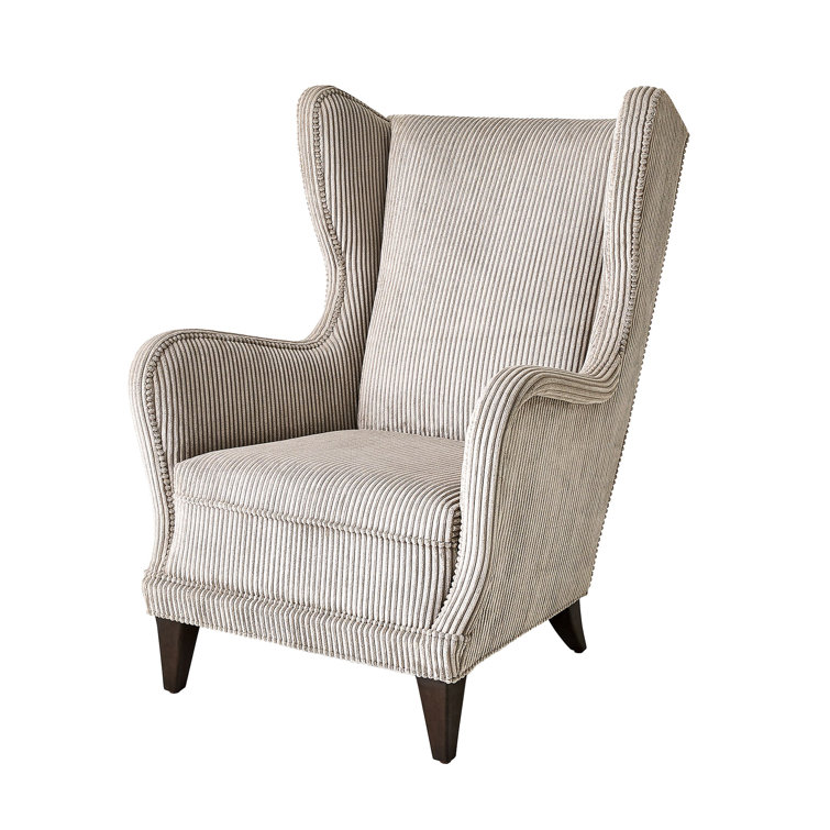 Smoke Grey Corduroy Upholstered Wingback Chair