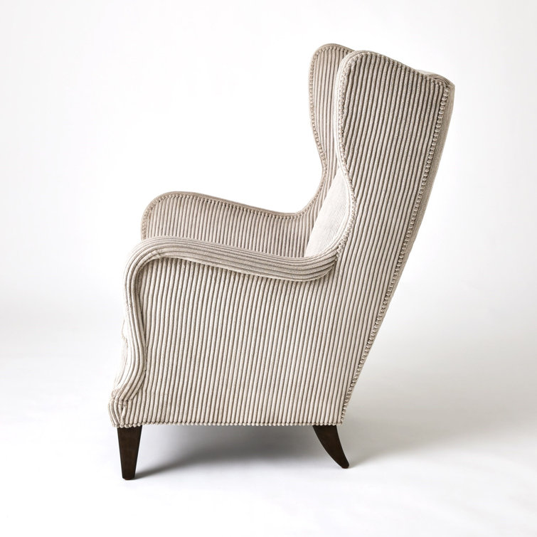 Smoke Grey Corduroy Upholstered Wingback Chair