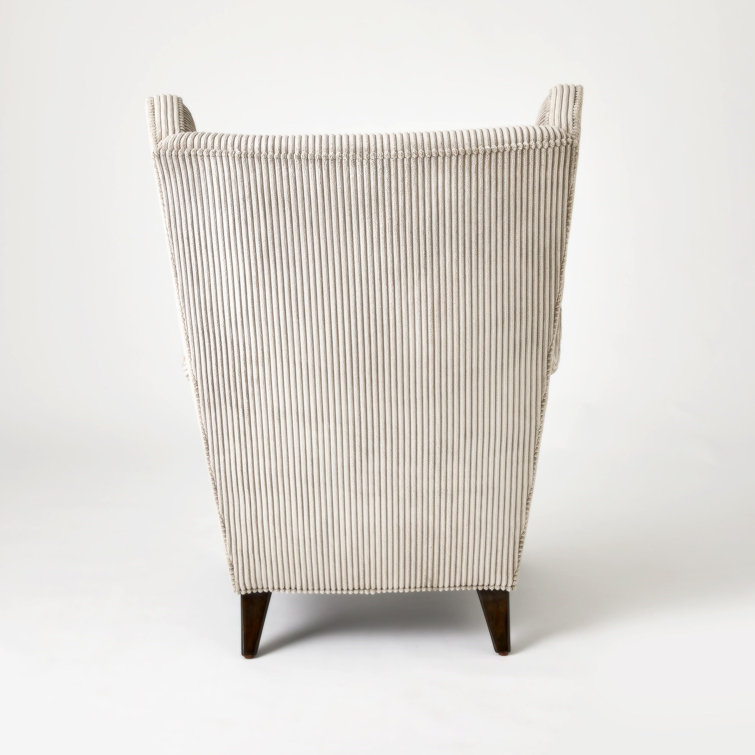 Smoke Grey Corduroy Upholstered Wingback Chair