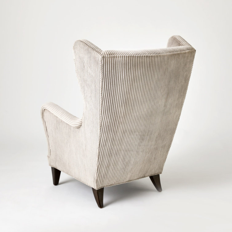 Smoke Grey Corduroy Upholstered Wingback Chair