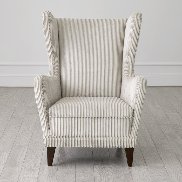 Smoke Grey Corduroy Upholstered Wingback Chair