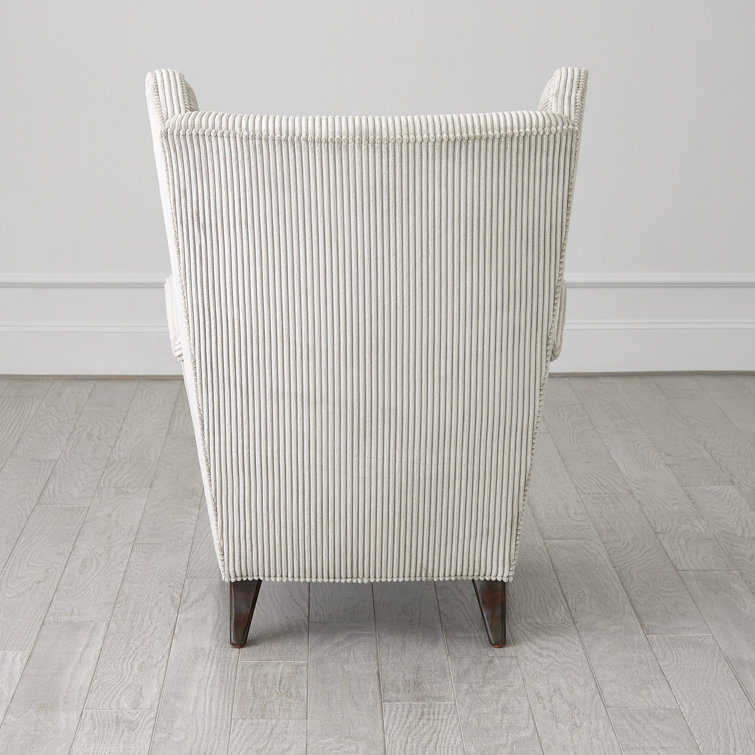 Smoke Grey Corduroy Upholstered Wingback Chair