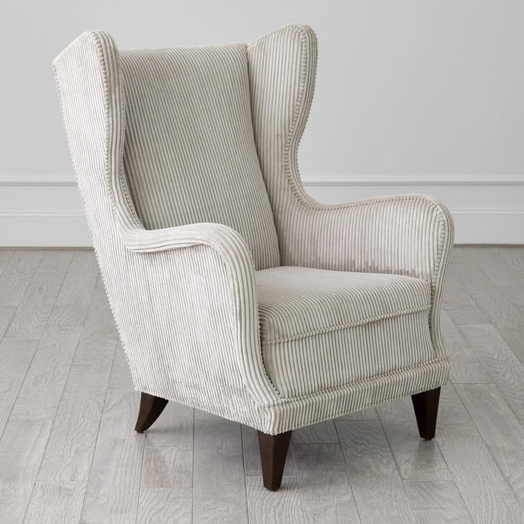Smoke Grey Corduroy Upholstered Wingback Chair