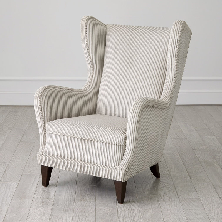 Smoke Grey Corduroy Upholstered Wingback Chair