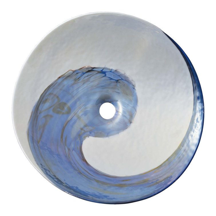 Marina Blue and Clear Glass Oval Vessel Sink